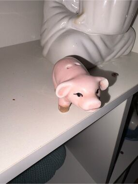 Pink Ceramic Pig Figurine salt or pepper